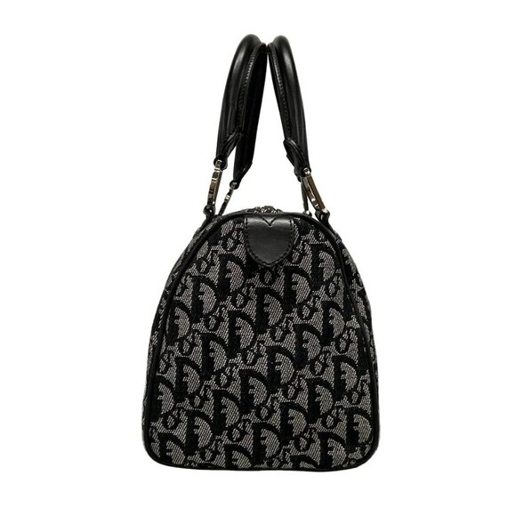 Auth DIOR/ChristianDior Trotteur Black Cream Jacquard Leather Handbag - Picture 5 of 16